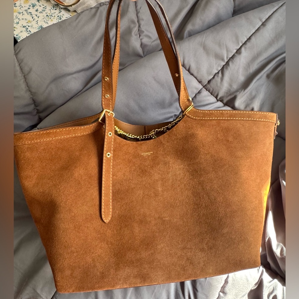 Coach suede gramercy tote, color brown